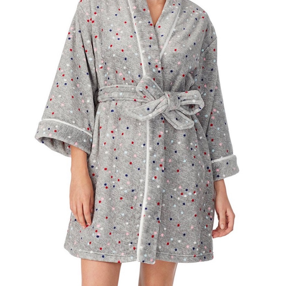 Kate Spade Grey Dot Fleece Robe